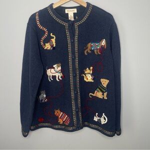 Women’s Bechamel Navy Sweater cardigan animals dogs cats veterinarian XL X-Large